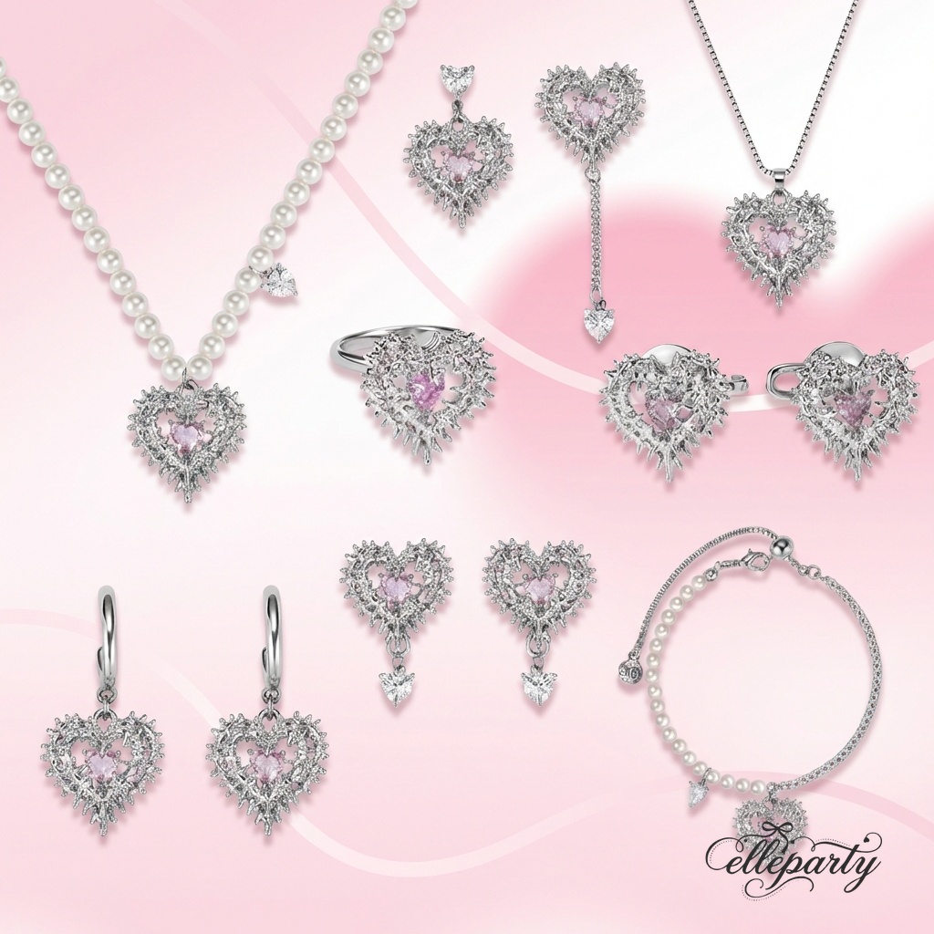 Spiked Pink Heart Jewelry Series