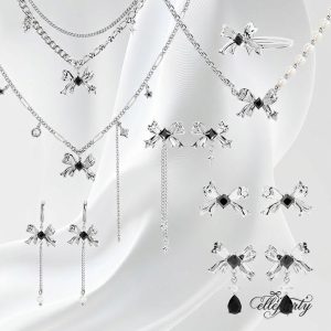 Black Glass Bow Jewelry Series