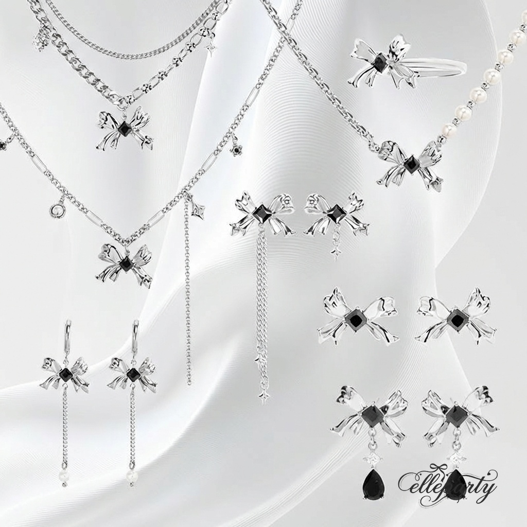 Black Glass Bow Jewelry Series
