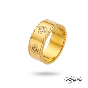 Vintage Clover Wide Band Ring