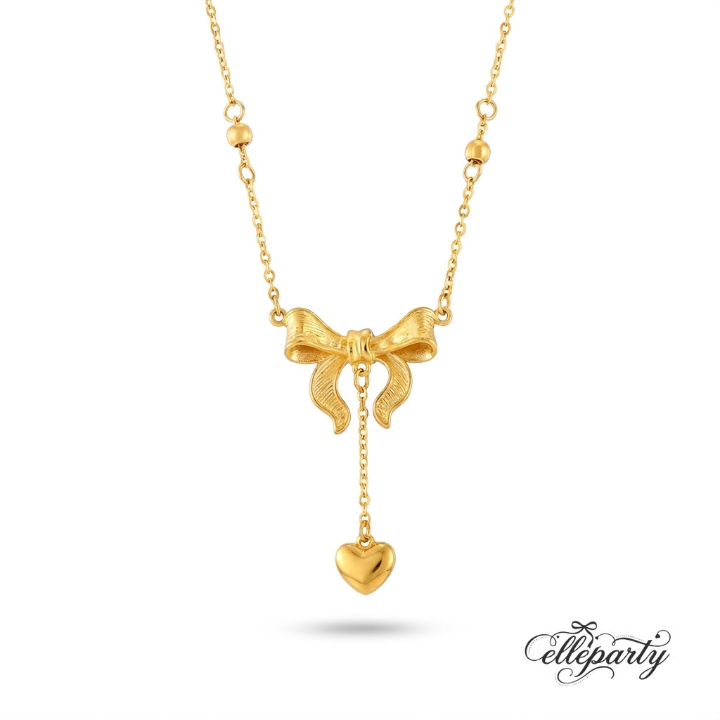 Romantic Bow and Heart Necklace