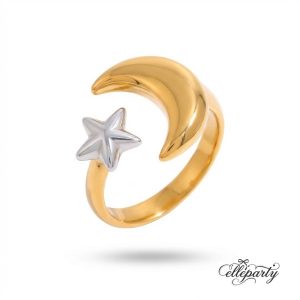 Celestial Moon and Star Ring