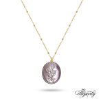 Vintage Floral Oval Pendant Necklace