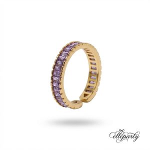 Elegant Purple Gemstone Open Ring