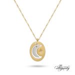 Celestial Moon Star Oval Necklace