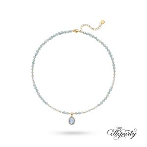 Elegant Beaded Oval Pendant Necklace