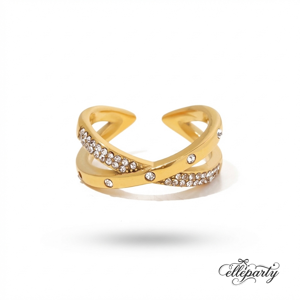 Elegant Criss Cross Pavé Ring