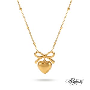 Sweet Bow Heart Necklace