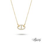Elegant Pavé Oval Pendant Necklace