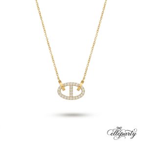 Elegant Pavé Oval Pendant Necklace