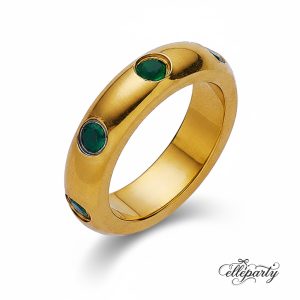 Bold Green Gemstone Gold Ring