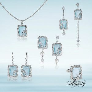 Vintage Blue Rectangular Gemstone Jewelry