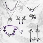 Vintage Swallow Purple Gemstone Jewelry Set