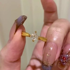 Vintage Square Gemstone Gold Ring
