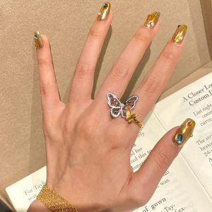 Playful Mixed Metal Butterfly Ring