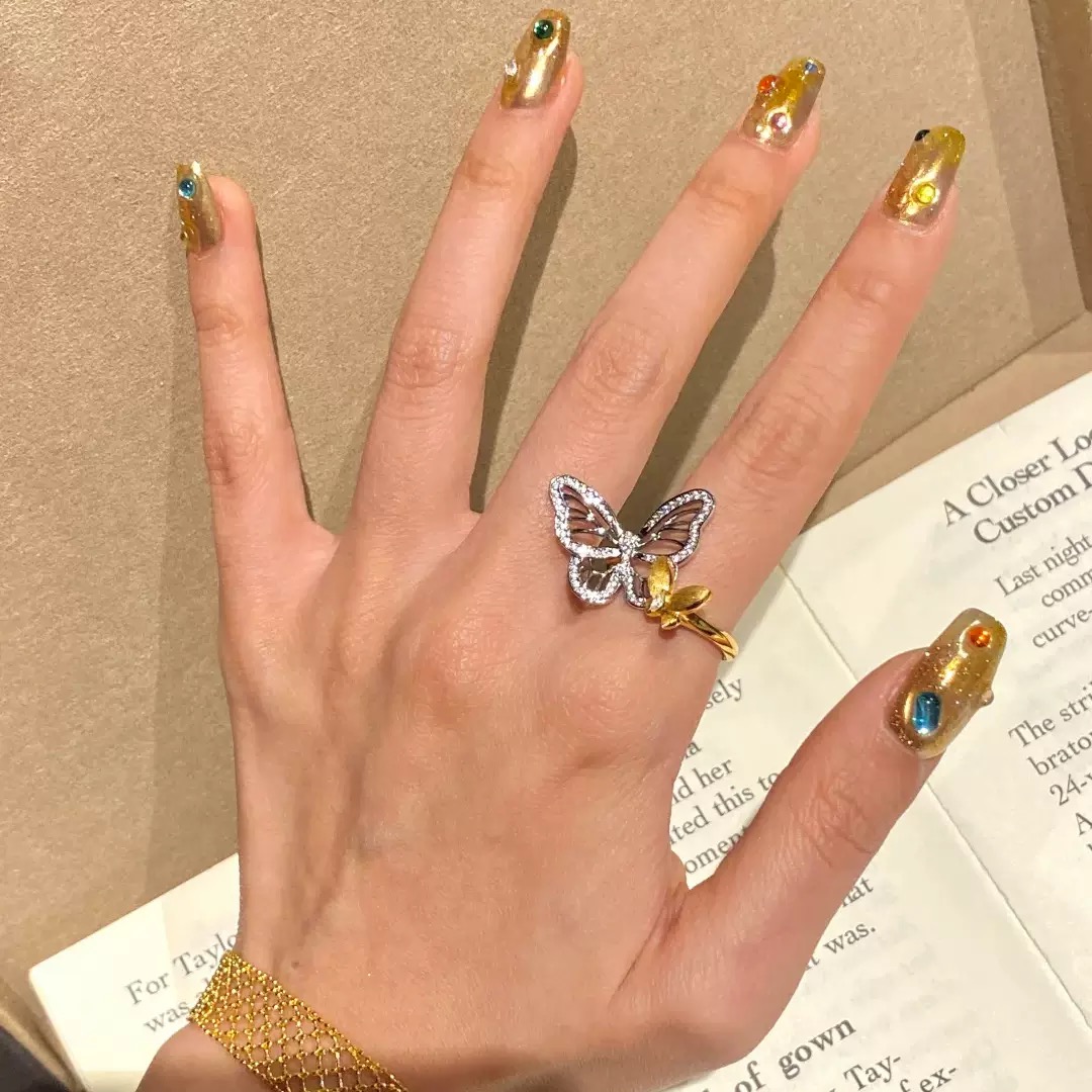 Playful Mixed Metal Butterfly Ring
