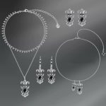 Vintage Fleur-de-lis Black Stone Jewelry Set