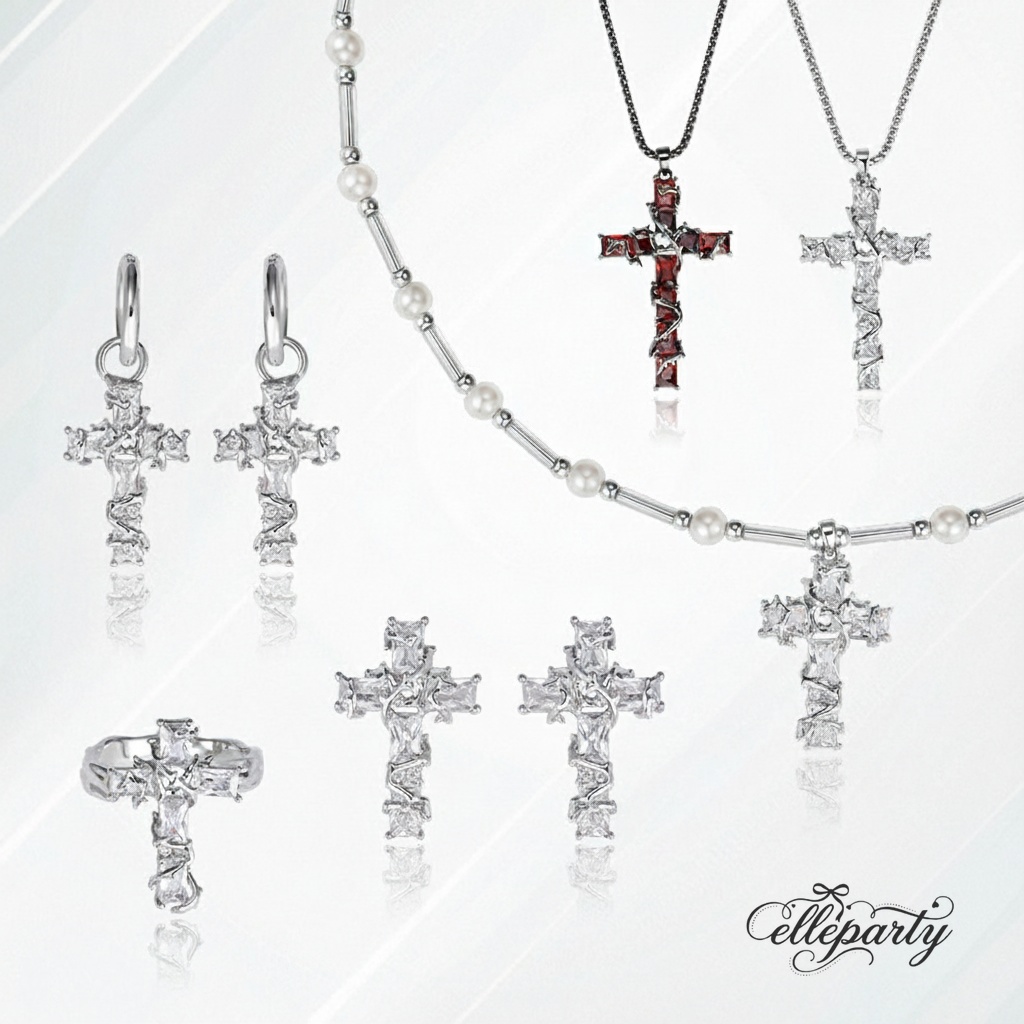 Vintage Thorny Cross Jewelry Set