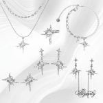 Sculptural Four Pointed Star Pearl Jewelry Set