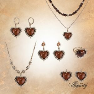 Vintage Flame Heart Jewelry Set