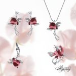 Romantic Rose Red Flower Jewelry Set