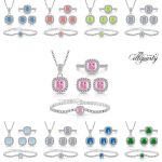 Elegant Cushion Cut Halo Jewelry Set